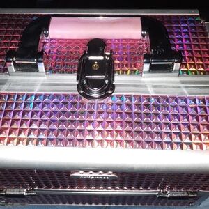 Holographic Pink and Silver Makeup Case